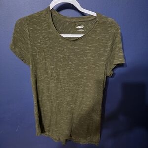 Avia Women’s XS Soft Athletic Tee Green Heather Short Sleeve Crew Neck